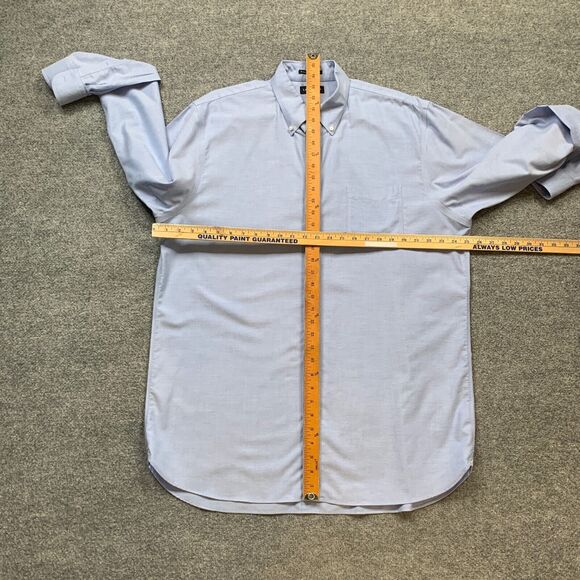 Lands End Shirt Mens 17 Tall Blue Bell Supima No Iron Oxford Button Down Classic - Picture 4 of 9